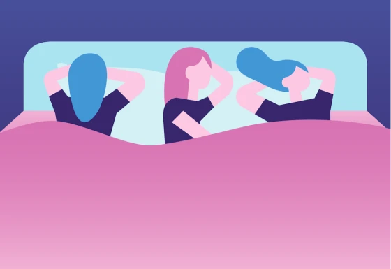 vrouw in bed. verschillende slaapposities
