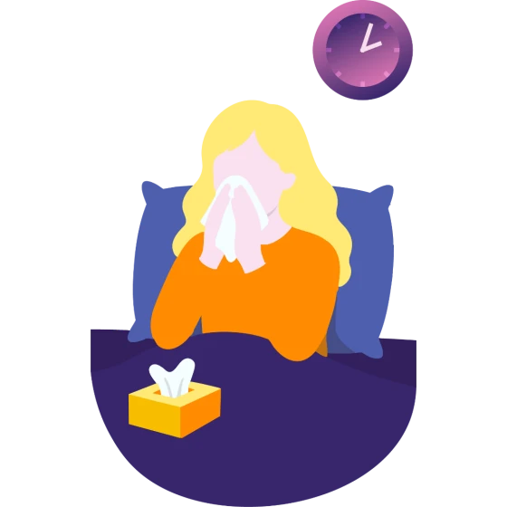 Vrouw kan niet slapen en is neus aan het snuiten