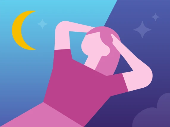Illustratie van ontspannen vrouw tijdens dag en nacht