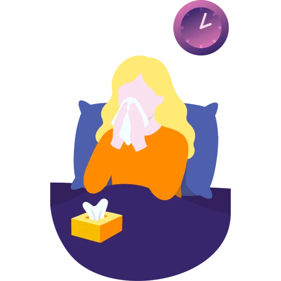 Vrouw kan niet slapen en is neus aan het snuiten