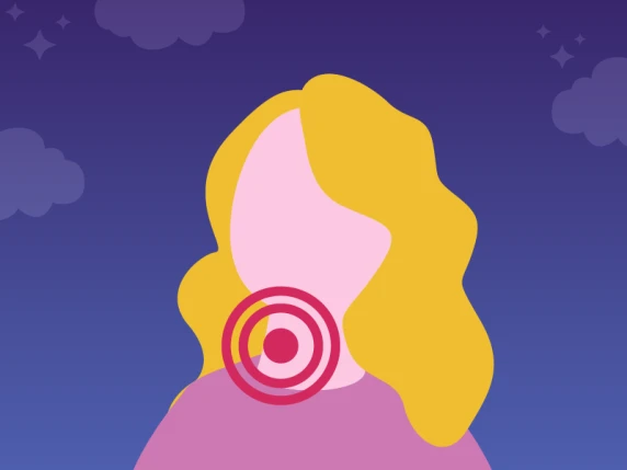 Illustratie van vrouw met uitstralende keelpijn